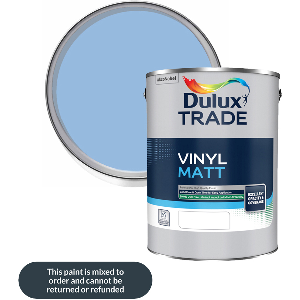 Dulux Trade Blue Babe Walls and Ceilings Vinyl Matt Paint 5L Image 1