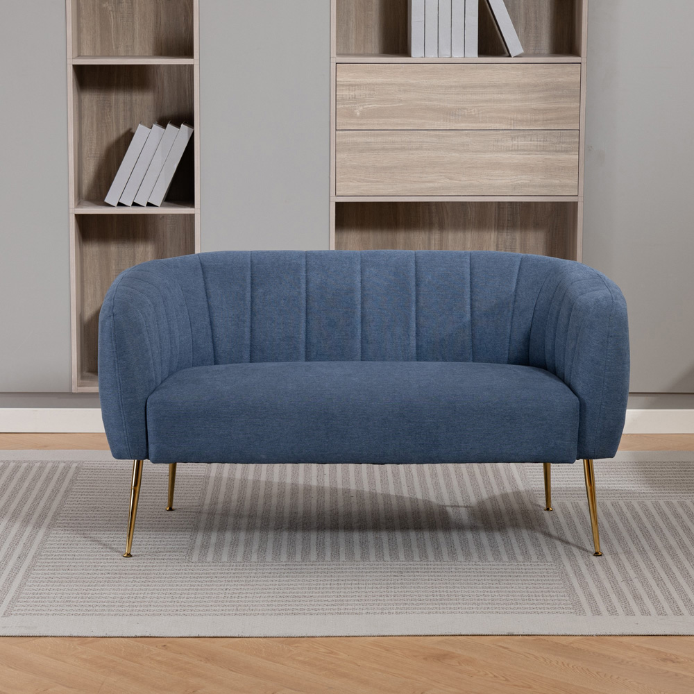 Artemis Home Stanton 2 Seater Light Denim Fabric Shell Accent Sofa Image 3