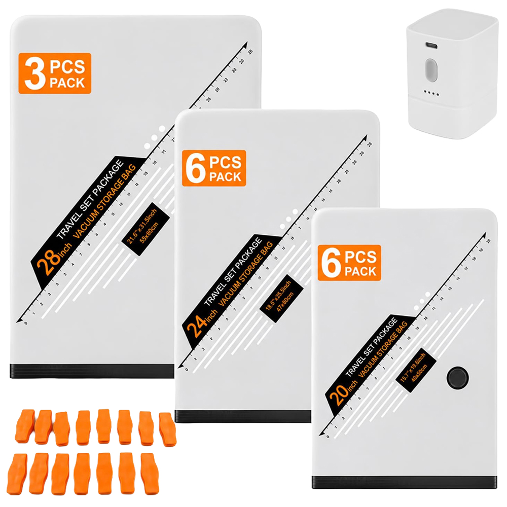 ATEK Travel Vacuum Storage Bag with Rechargeable Pump 15 Pack Image 1