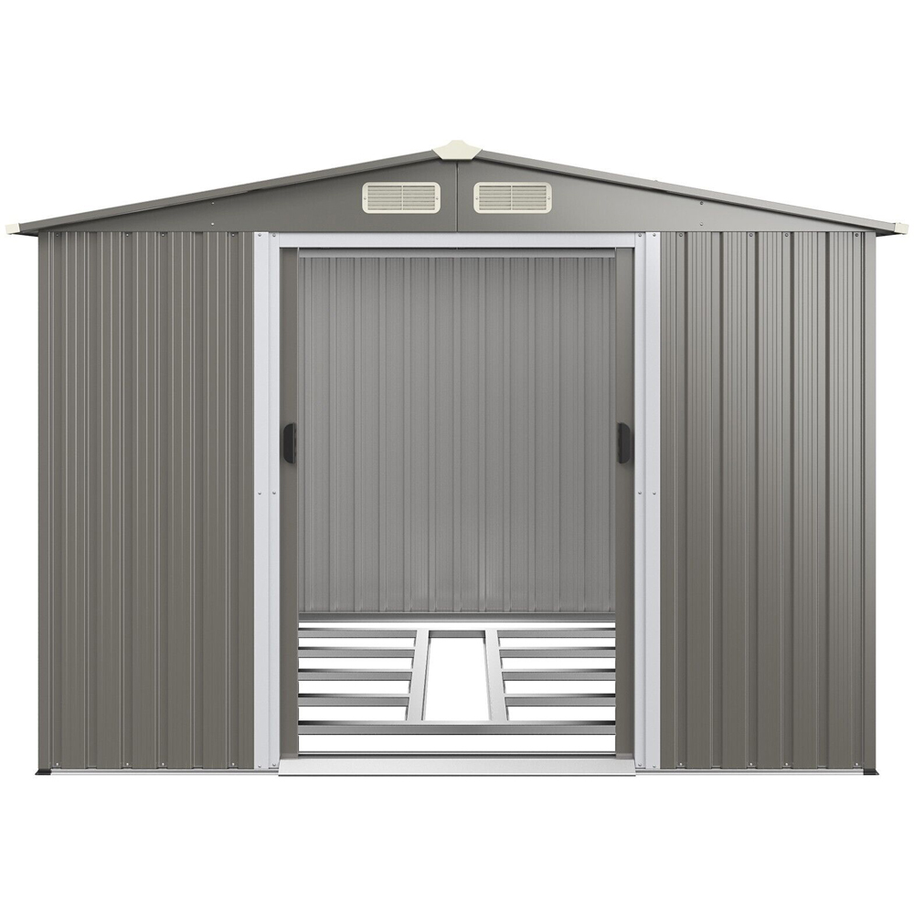 Costway Light Grey Outdoor Storage Shed with Foundation 8 x 5ft Image 3