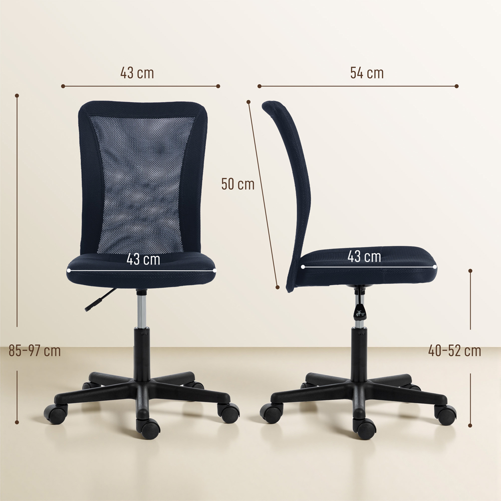 Vinsetto Armless Swivel Office Chair with Adjustable Height Image 9