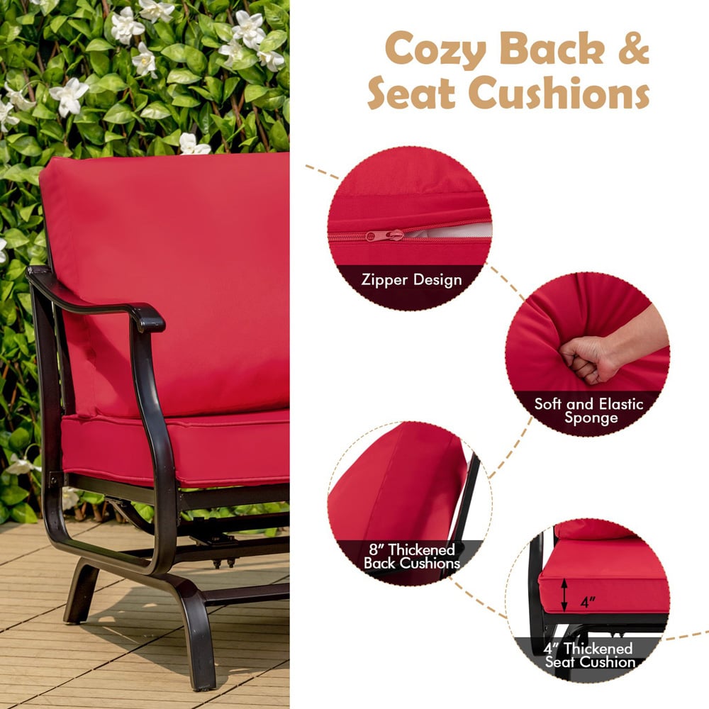Costway 2 Seater Garden Bistro Set with Cushion Red Image 5