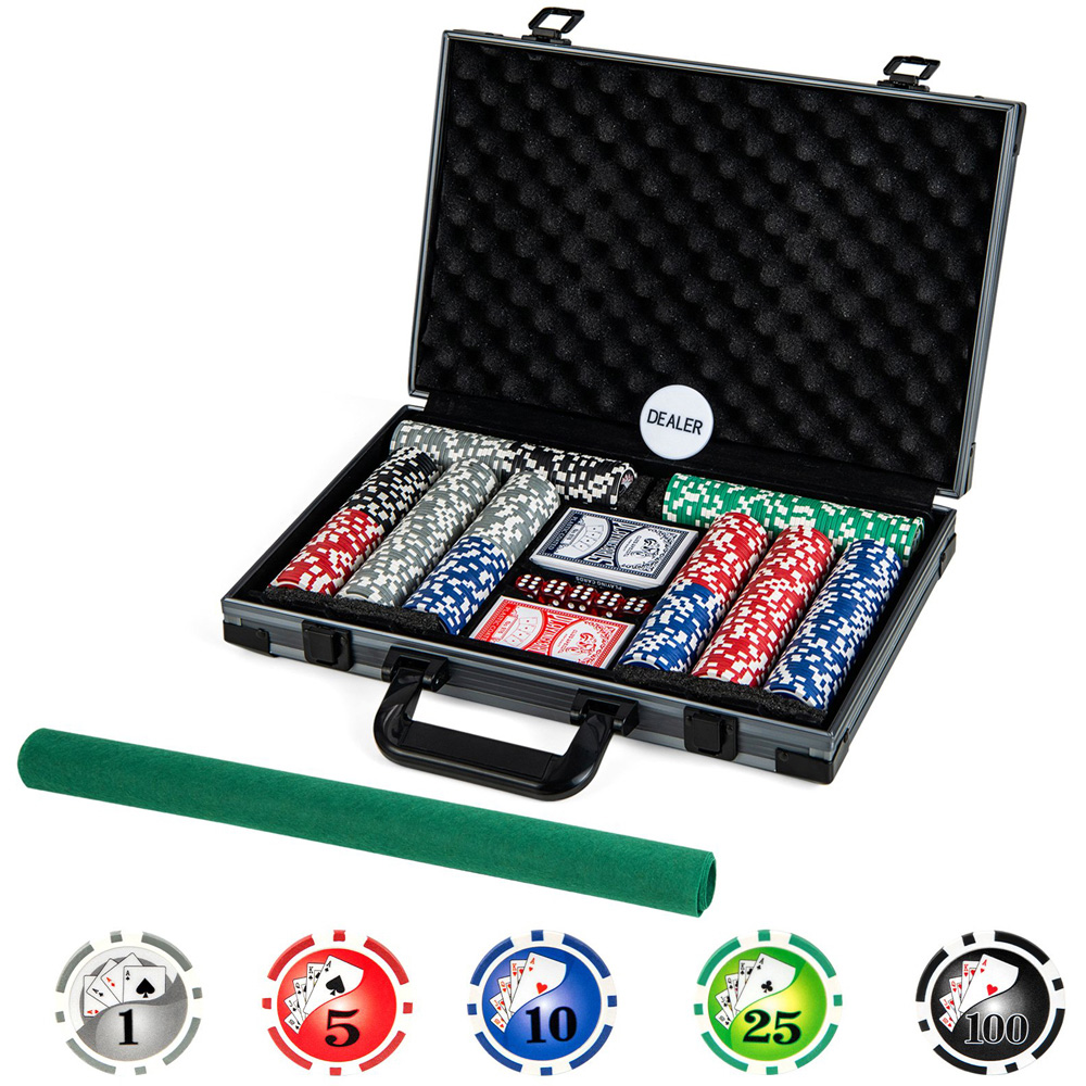 Costway Black Texas Holdem Poker Set with 400 Chips Image 1