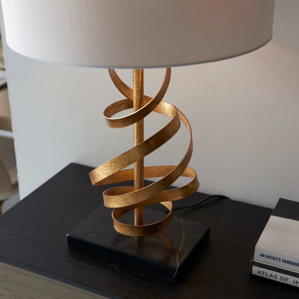 Merano Sanremo Gold and Black Marble Table Lamp Image 3