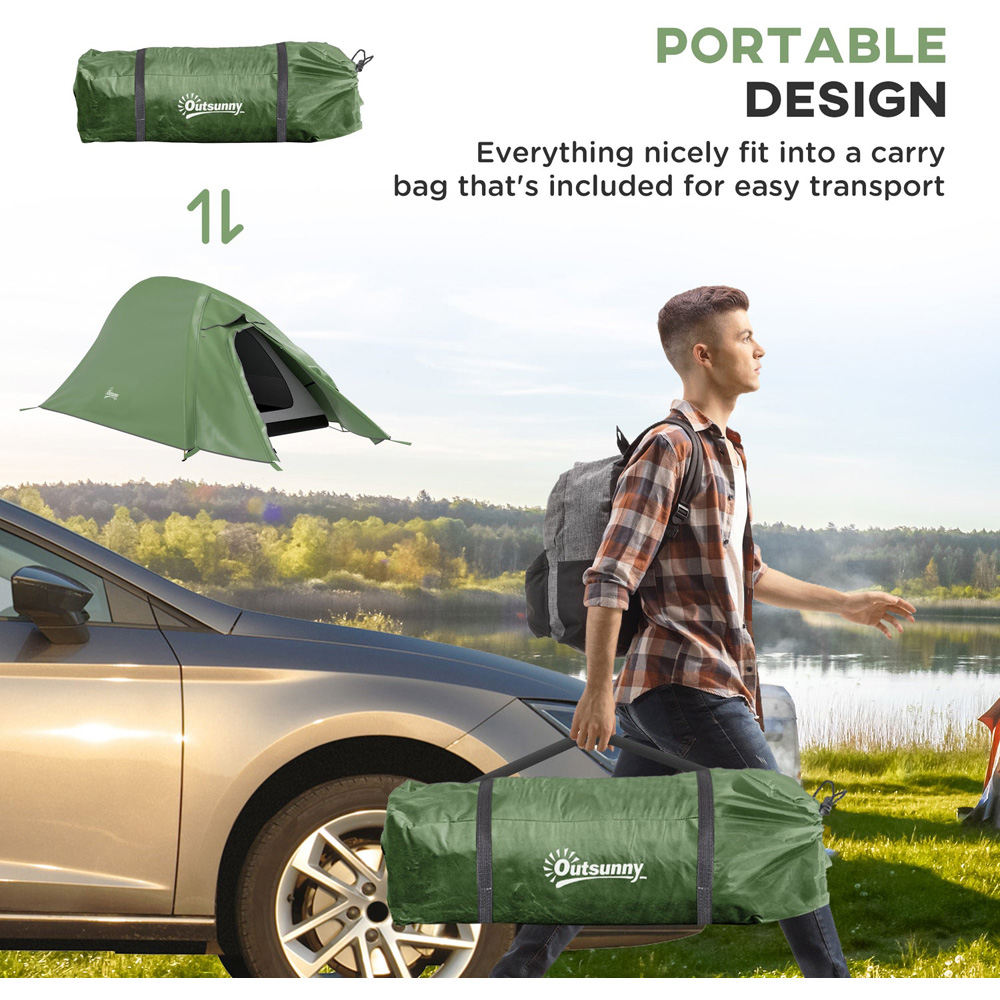 Outsunny 1-2 Person Camping Tent Green Image 7