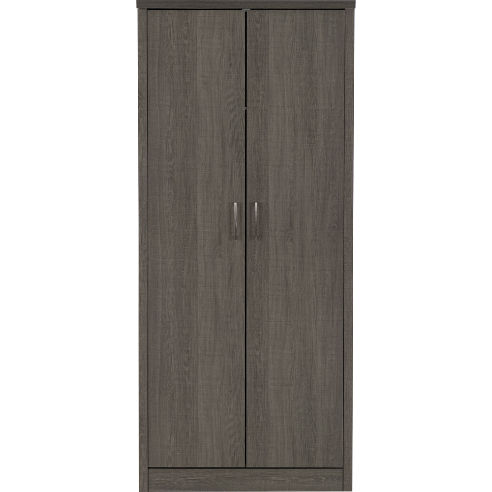 Seconique Lisbon 2 Door Black Wood Grain Wardrobe Image 3