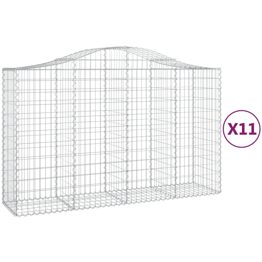 vidaXL Silver Galvanised Iron Arched Gabion Basket 200 x 50 x 120/140cm 11 Pack Image 4