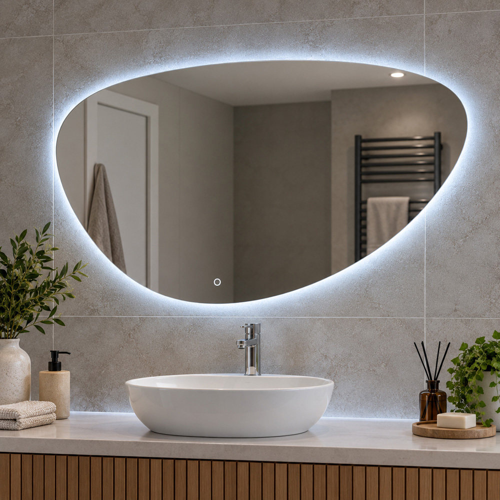 Go Bathrooms Aria LED Pebble Backlit Vanity Mirror 1200 x 687mm Image 2