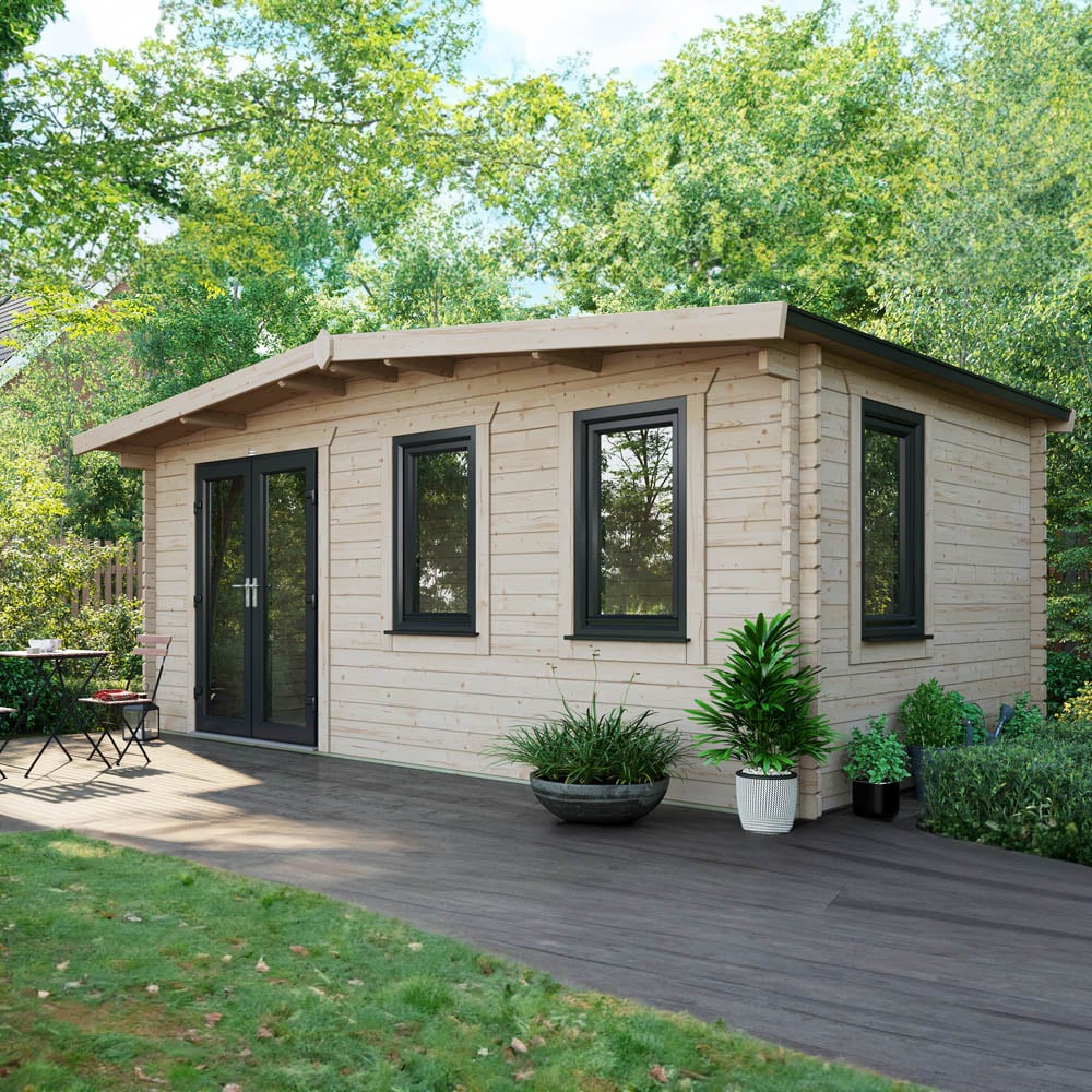 Power Sheds 10 x 18ft Left Double Door Chalet Log Cabin Image 2