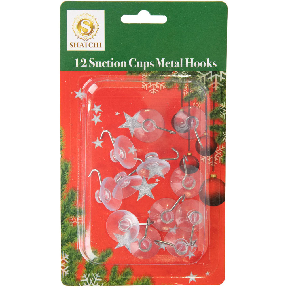 Shatchi Suction Cups with Metal Hooks 2.3cm 12 Pack