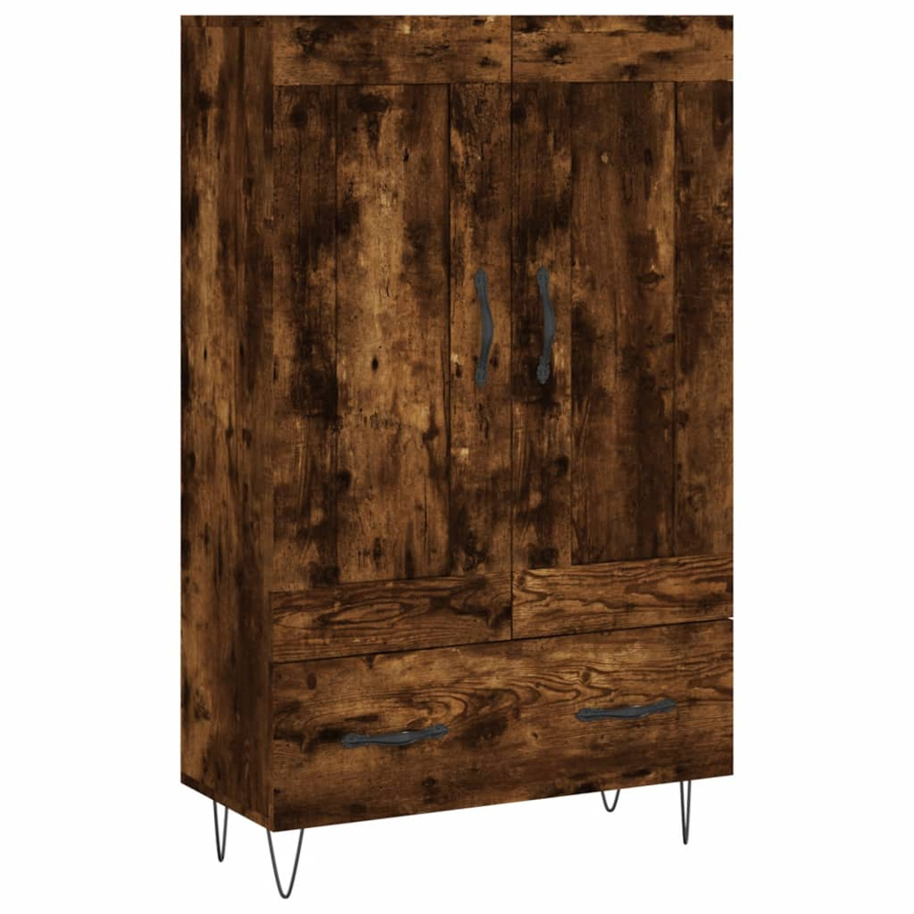 vidaXL 2 Door Single Drawer Smoked Oak Highboard Image 2