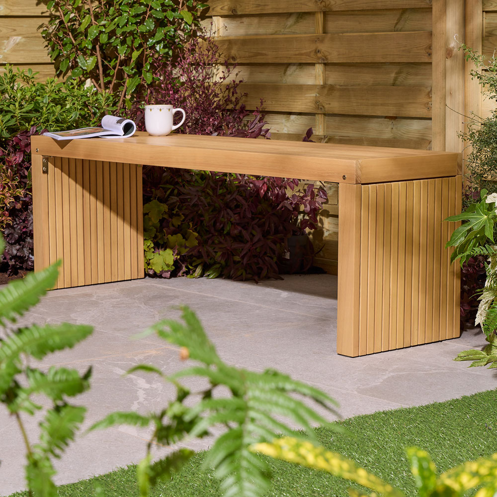 Rowlinson Kyoto 3 Seater Natural Wooden Garden Bench Image 7
