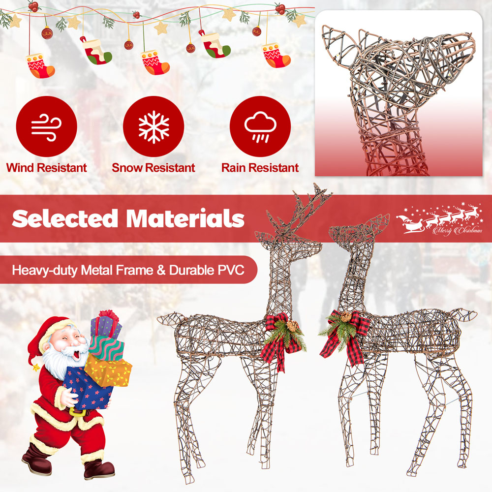 Costway 230 LED 2 Piece Reindeer Family Set Outdoor Christmas Decoration Image 6