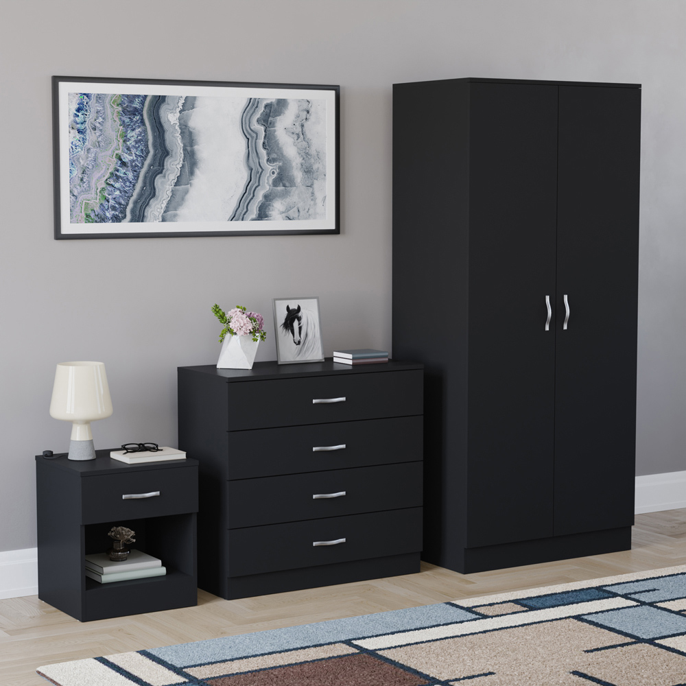 VIDA DESIGNS Riano Black 3 Piece Bedroom Furniture Set Image 5