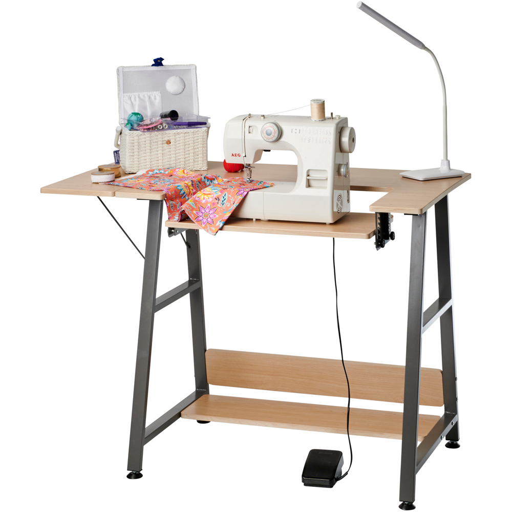 Sewing Online WC1014 Dark Grey Wooden Adjustable Sewing Machine Table Image 2