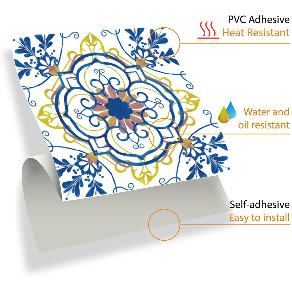 Walplus Porto Blue and Yellow Azulejo Tile Sticker 24 Pack Image 5