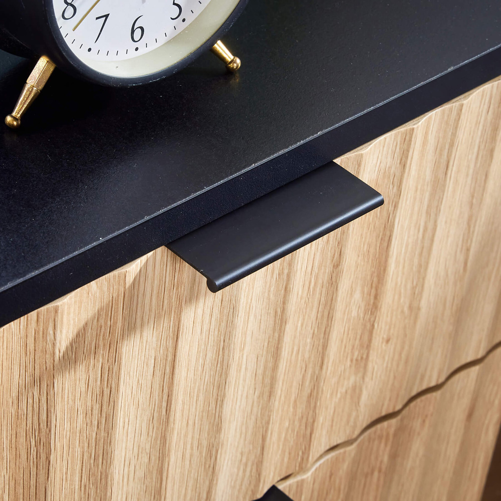 Home Source Hempton 2 Drawer Black and Natural Bedside Table Image 3