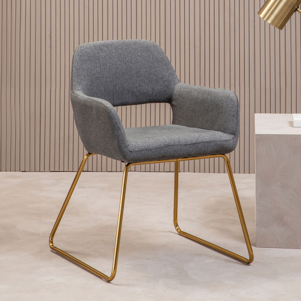 Premier Housewares Stockholm Grey and Gold Dining Chair Image 4