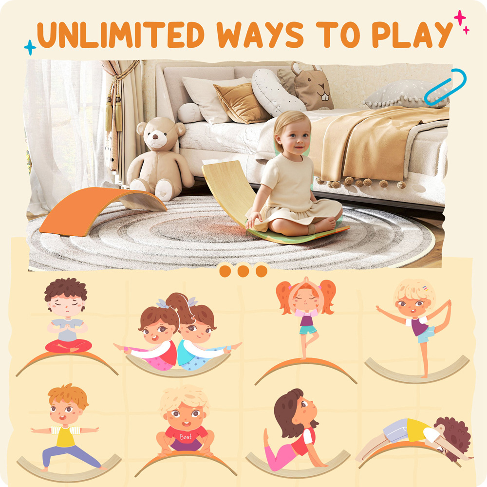 Tommy Toys AIYAPLAY Kids Orange Balance Board with Felt Pad Image 6