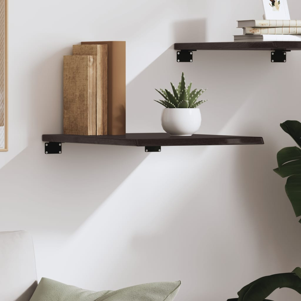 vidaXL 40 x 60 x 2cm Dark Brown Treated Solid Wood Oak Wall Shelf Image 2
