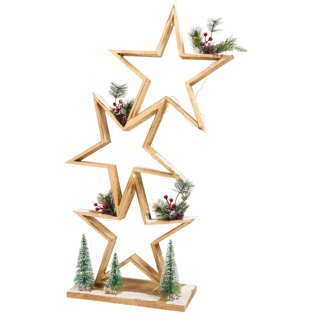 LED Stacking Wooden Star Decoration Image 4