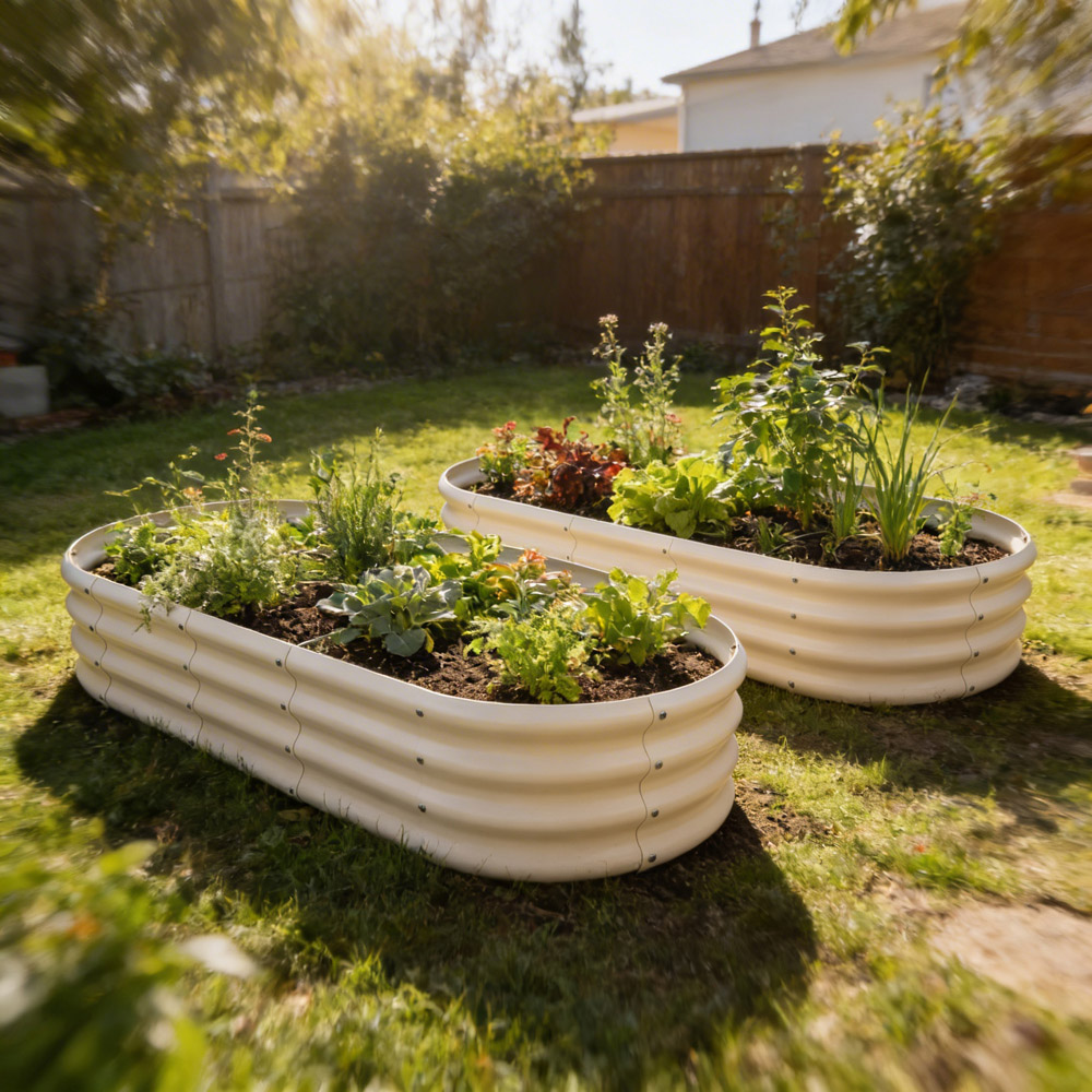 Harbour Housewares Ivory Rounded Galvanised Steel Raised Garden Bed 120 x 60cm Image 2