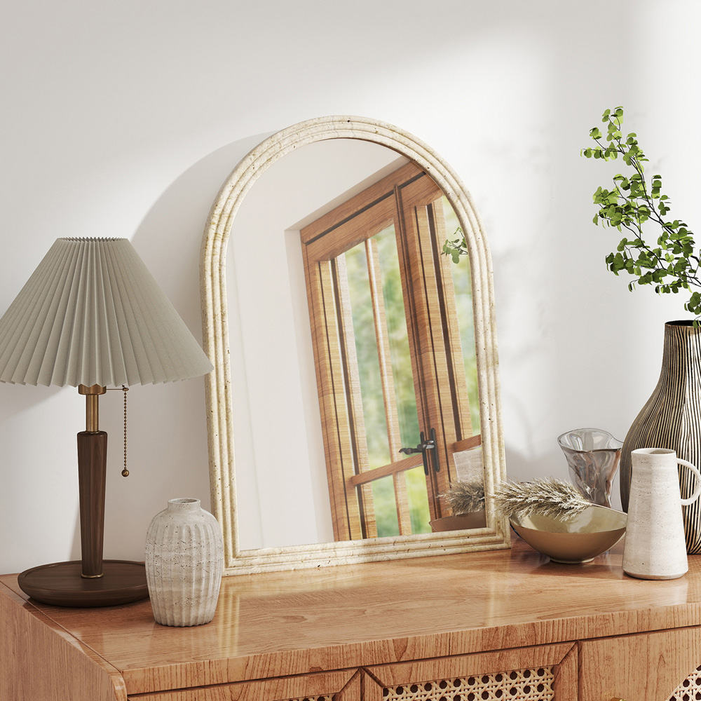 Portland Beige Arched Wall Mirror 70 x 50cm Image 4