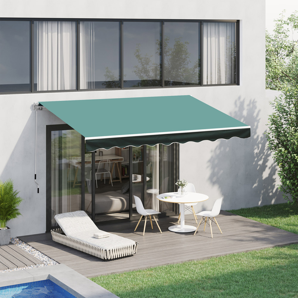 Outsunny Dark Green Manual Retractable Awning 3 x 2.5m Image 7