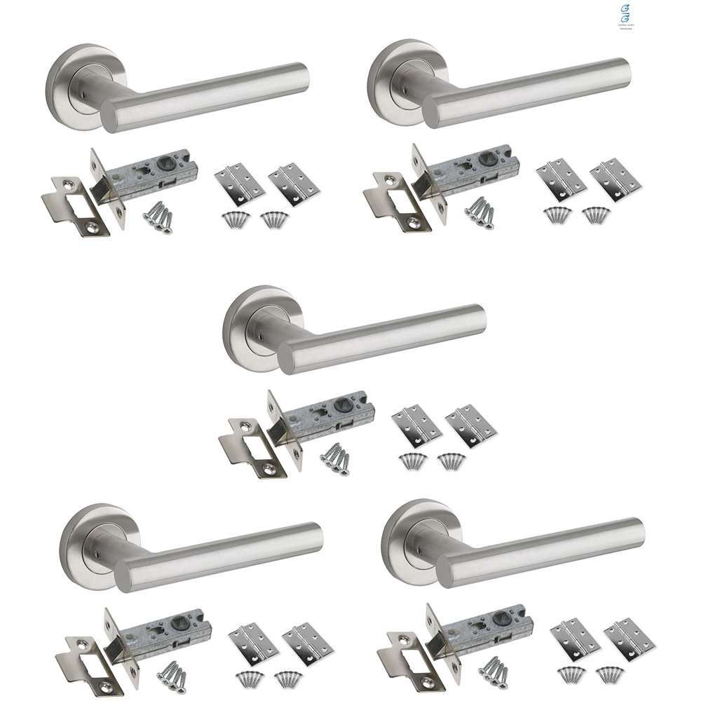Golden Grace Stainless Steel Straight T-Bar Door Handle Pair 5 Pack Image 2