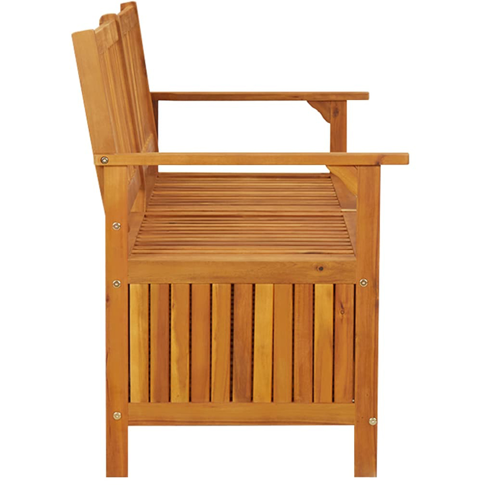 vidaXL 2 Seater Brown Solid Acacia Wood Garden Storage Bench Image 5