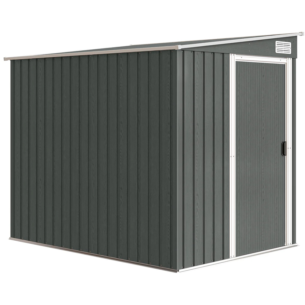 Outsunny 7 x 5ft Grey Lean To Garden Shed with Foundation Image 1