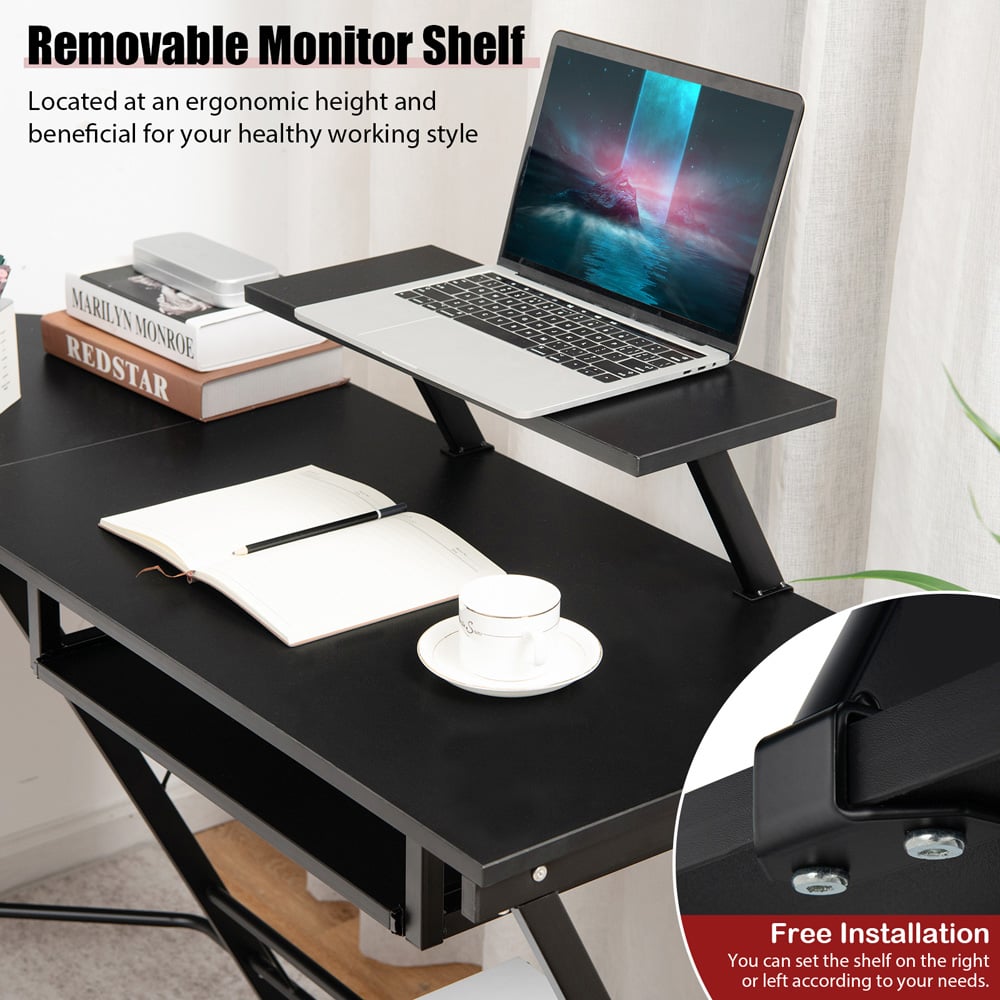Costway L Shaped Computer Desk Black Image 5