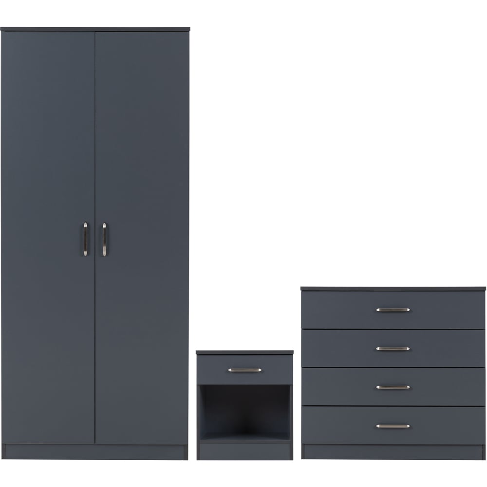 Seconique Dakota 3 Piece Dark Grey Furniture Set Image 2