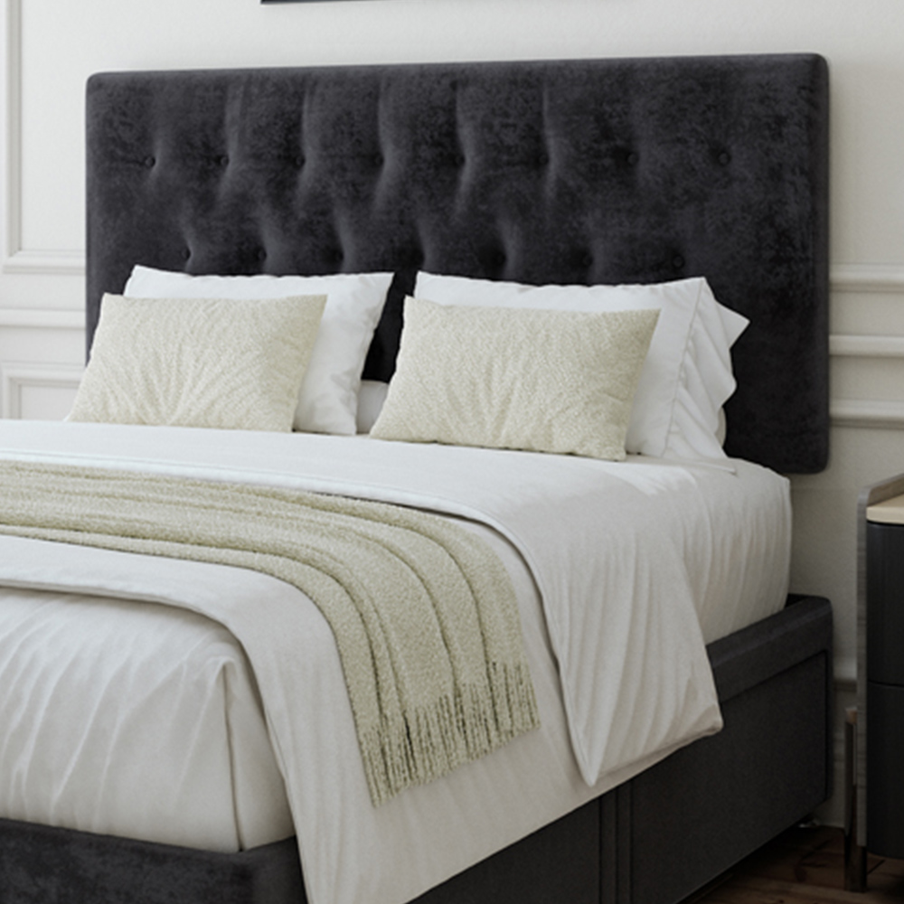 Bedmaster Small Double Black Naples Linen 4 Drawer Divan Base with Lona Headboard Image 2