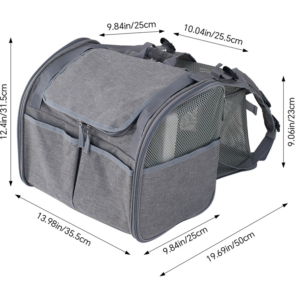 H&O Direct 31.5 x 35.5 x 50cm Light Grey Mesh Expandable Pet Carrier Backpack Image 6