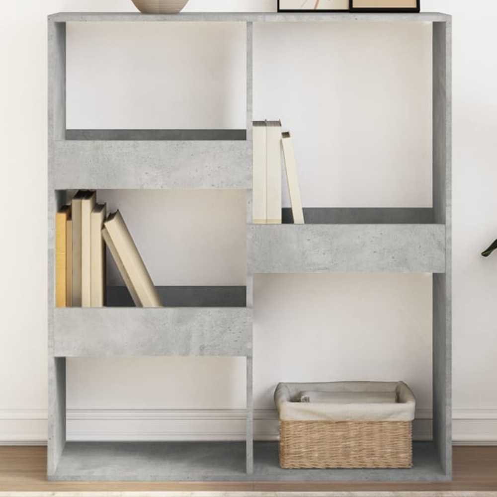 vidaXL 5 Shelf Concrete Grey Bookcase Image 1