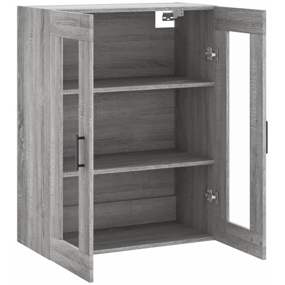vidaXL 2 Glass Door Grey Sonoma Wall Mounted Cabinet Image 7