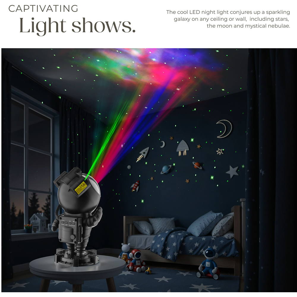 tectake Black LED Starry Sky Projector Astronaut with Bluetooth and Remote Control Image 3