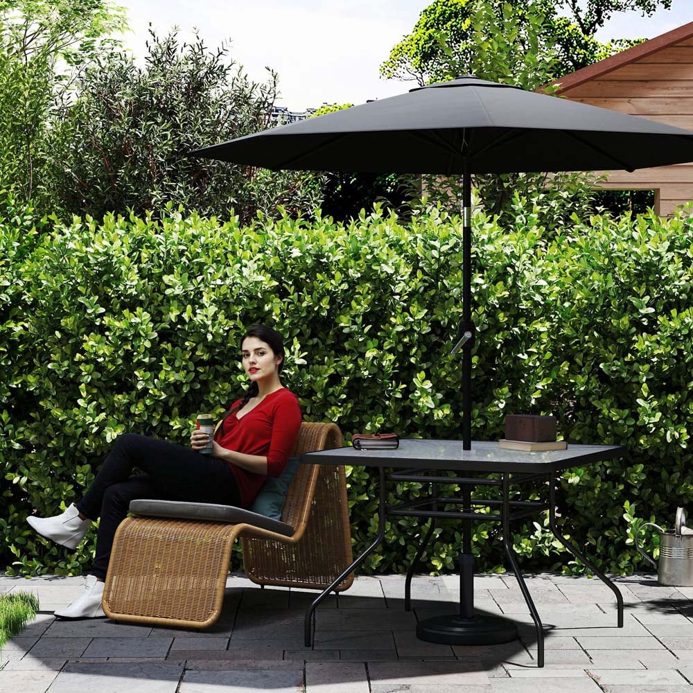 Outsunny 4 Seater Tempered Glass Garden Dining Table with Parasol Hole Image 5