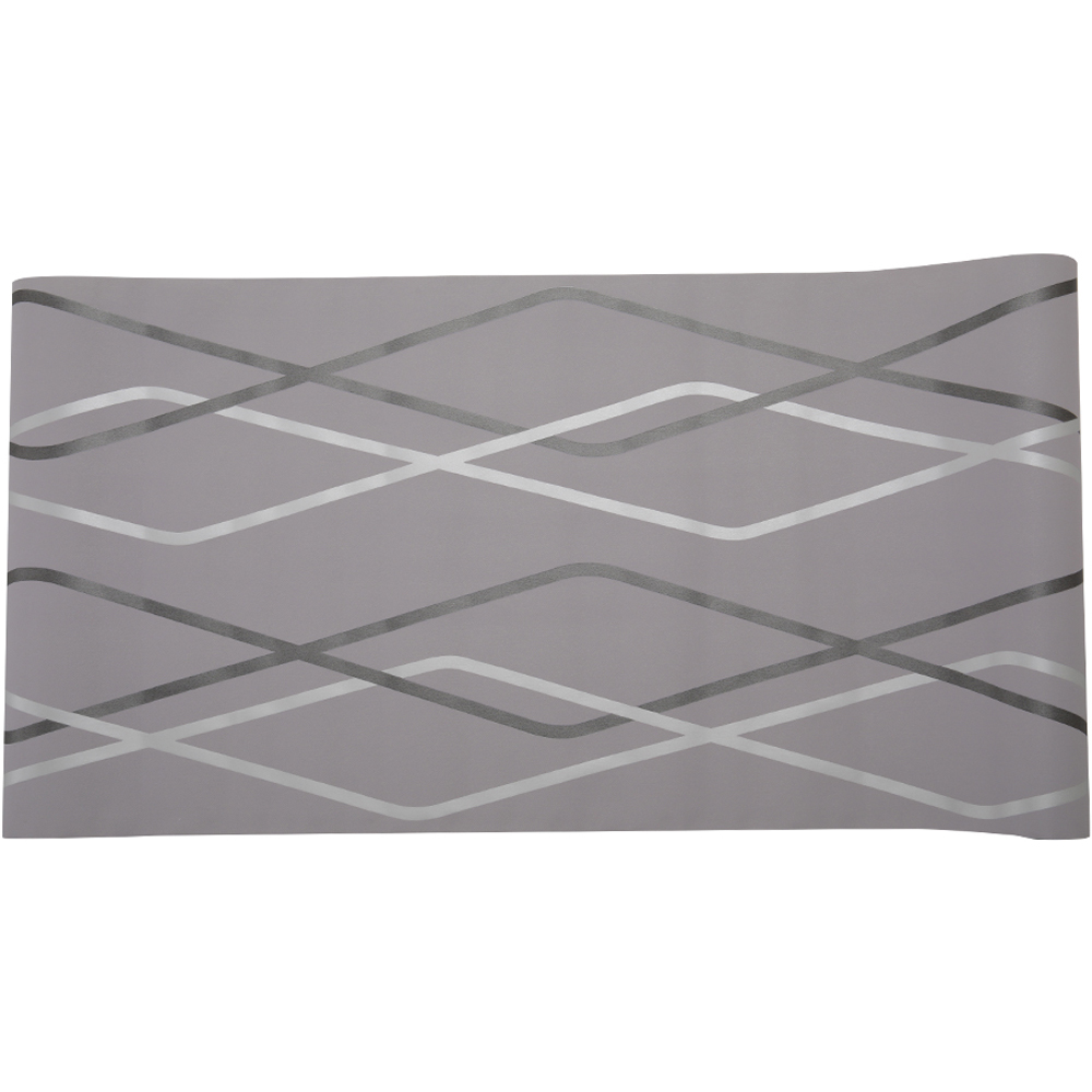 Living and Home Geometric Curves Grey Textured Non Woven Wallpaper Image 6