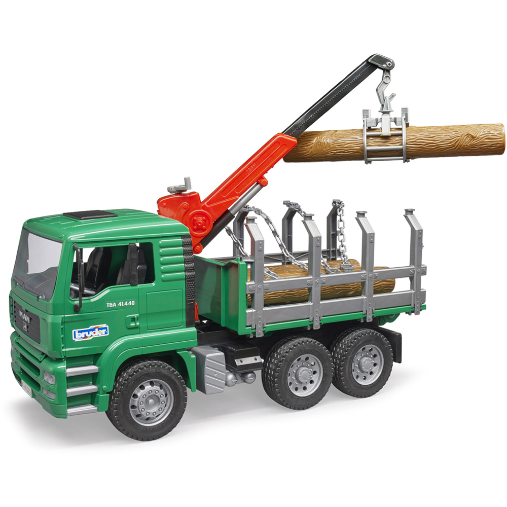 Bruder Kids MAN TGA Timber Truck with Loading Crane and 3 Trunks Playset Model Image 4