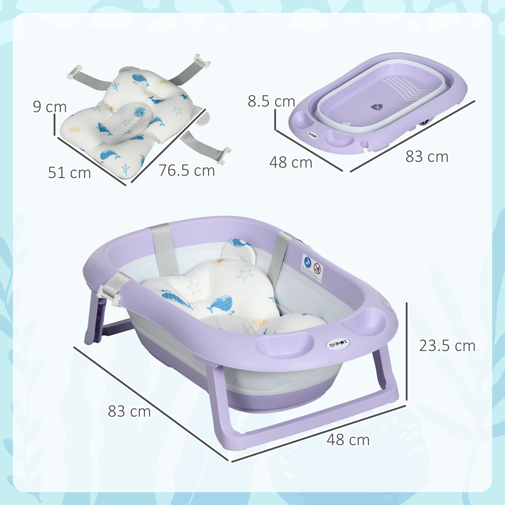 ZONEKIZ Purple Baby Foldable Bath Tub Image 3