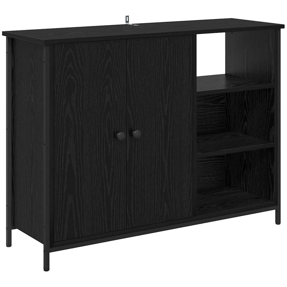 vidaXL 2 Door 3 Shelf Black Oak Sideboard Image 2