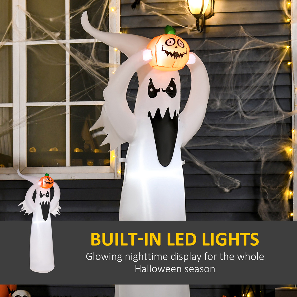 HOMCOM Halloween Inflatable Scary Ghost with Pumpkin 6ft Image 3