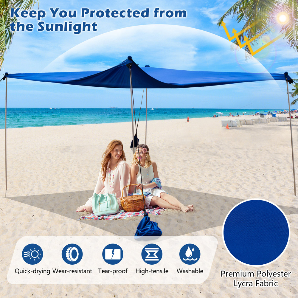 Costway 8 Person Beach Tent Sun Shelter Blue Image 7