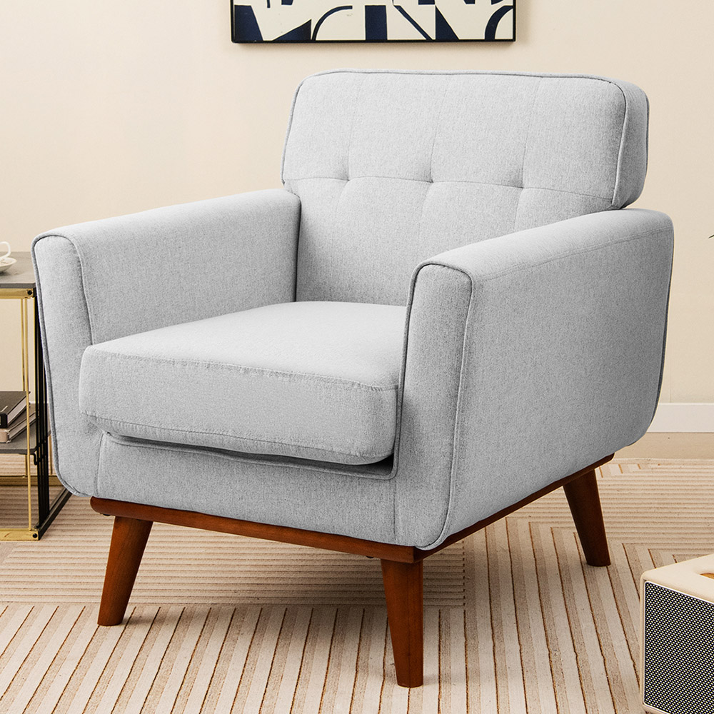 Costway Grey Padded Accent Armchair Image 1