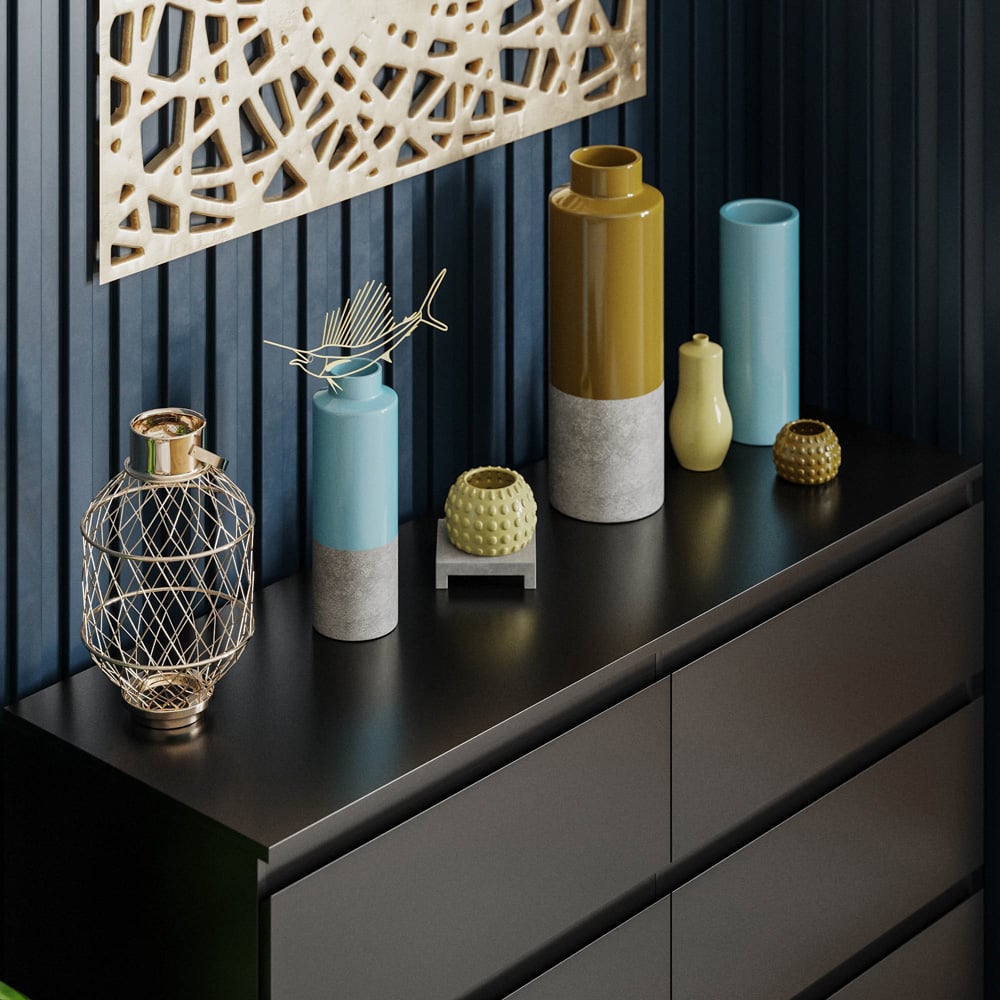 Vida Designs Denver 6 Drawer Black Chest of Drawers Image 3