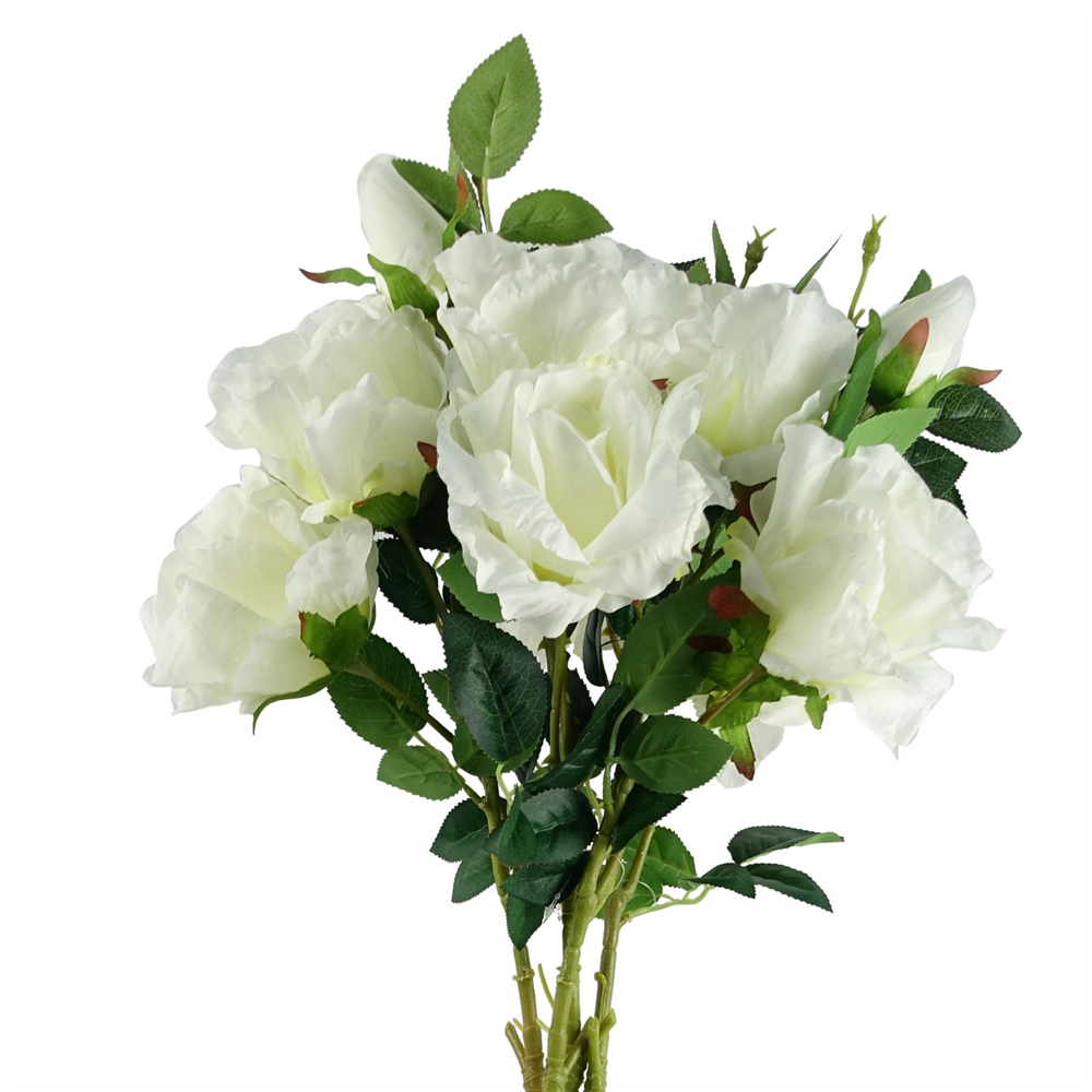 Leaf White Rose Single Stem Artificial Flower 2.6ft 6 Pack Image 4