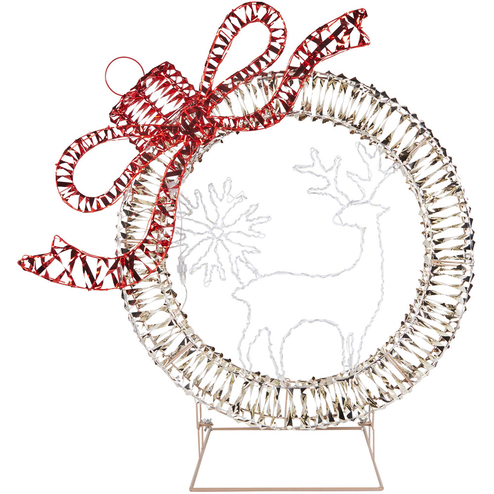 LED Stag Bow Bauble - Silver Image 2