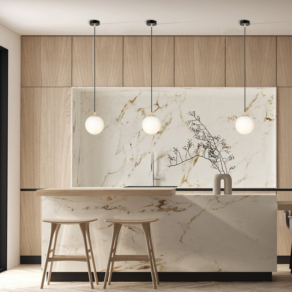 Emibig Royal Single Light White Shade Black and Gold E14 Ceiling Pendant Light Image 2